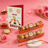 Raksha Bandhan Personalized Card with Rakhi and 2 Ferrero Rocher
