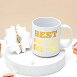 Premium Rakhi for Brother with Best Brother Ever Mug - Turquoise Medallion Rakhi