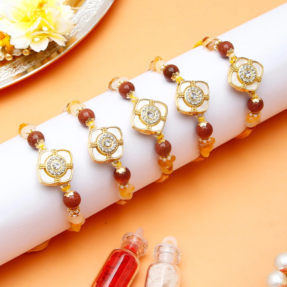 Pack Of 5 Caramel Spinning Rakhi