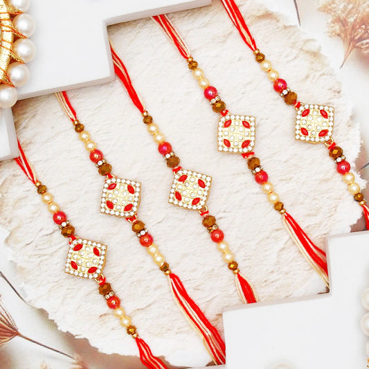 Pack Of 5 Traditional Stone Spinning Rakhi