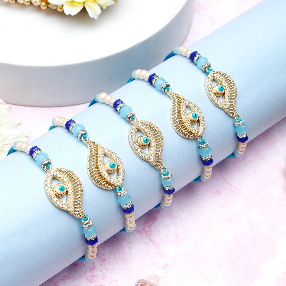 Pack Of 5 Divya Drishti Evil Eye Rakhi