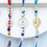 Pack of 3 Gilded Evil Eye Charm Rakhis