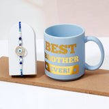 Navy Evil Eye Rakhi for Brother with Best Brother Ever Mug - Medallion Rakhi