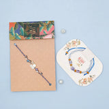Crystal Swan Charm & Lavender Ceramic Bead Rakhi Set