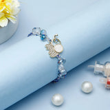 Crystal Elephant Charm & Lavender Ceramic Bead Rakhi Set For Brother