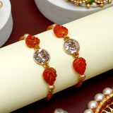 Pack Of 2 Red Leaf Stone Rakhi