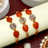 Pack Of 3 Red Leaf Stone Rakhi