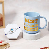 White Braided Evil Eye Rakhi Gift Set for Brother with Mug