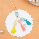 Silver Medallion & Pastel Floral Tassel Rakhi Set