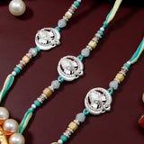 Pack Of 3 Silver Ganesha Mint Rakhi