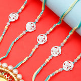 Pack Of 5 Silver Ganesha Mint Rakhi