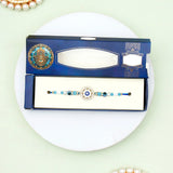 Pack Of 5 Rhinestones Golden Blue Evil Eye Rakhi