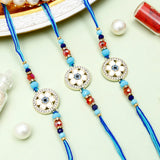 Pack Of 3 Rhinestone Evil Eye Floral Rakhi