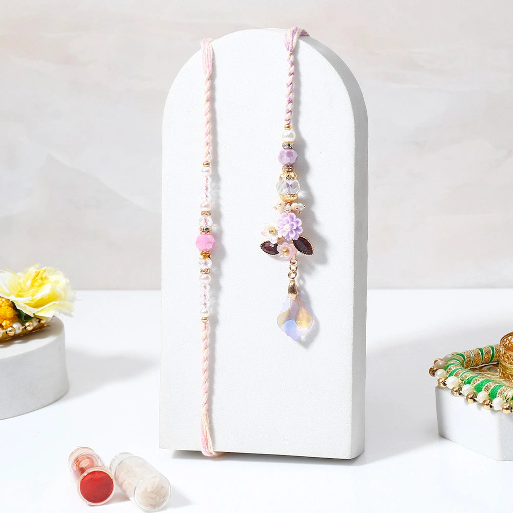 Lavender Blossom Bhaiya Bhabhi Rakhi Set