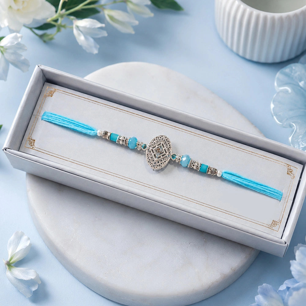 Royal Blue & Silver Rakhi For Brother
