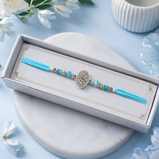 Royal Blue & Silver Rakhi For Brother