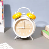 Yellow Twin Bell Alarm Clock with Geometric Dial