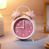 Pink Twin Bell Alarm Clock with Geometric Dial