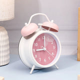 Pink Twin Bell Alarm Clock with Geometric Dial