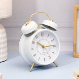 White & Gold Twin Bell Alarm Clock