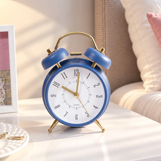Blue & Gold Twin Bell Alarm Clock