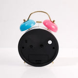 White Twin Bell Alarm Clock with Pink & Blue Bells