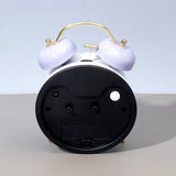 White Twin Bell Alarm Clock with Lilac Bells & Pink Gradient Dial