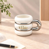 Set of 2 Mr & Mrs Stacked Ring Ceramic Mugs
