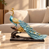Peacock on Branch Polyresin Showpiece