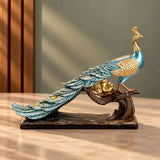 Peacock on Branch Polyresin Showpiece