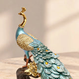 Peacock on Branch Polyresin Showpiece