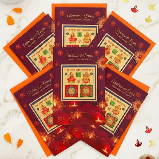 Pack Of 6 Festival Of Lights Diwali Greeting Card