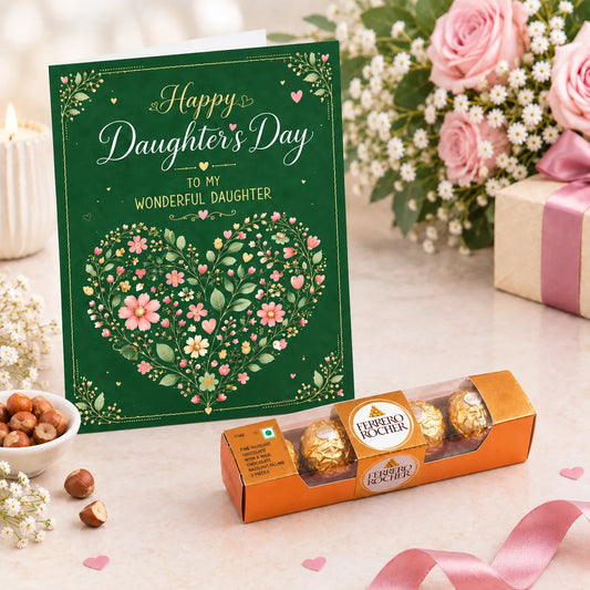 "Graceful Wishes" Personalized Daughter's Day Card with Ferrero Rocher