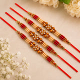 Designer Bead Rakhi Set Of 5 With Kaju Roll