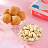 Regal Bhaiya Bhabhi Rakhi Hamper with Besan Laddoo, Lindt Chocolate & Cashew