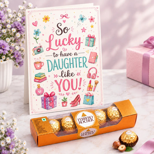 "Lucky Wishes" Personalized Daughter's Day Card with Ferrero Rocher