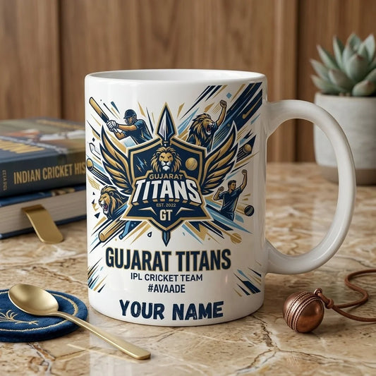 Gujarat Cricket Fan Personalized Mug with Name