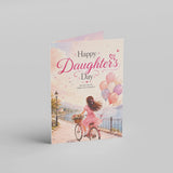 Girl on Bicycle Daughter's Day Personalised Card