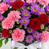 Purple Daisy & Mixed Carnation Glass Jar Arrangement - Birthday & Teacher's Day Gift