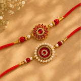 Ethnic Pearl Bhaiya Bhabhi Rakhi with Premium Cashews | Rakhi Gift Set