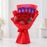 8 Red Roses & Dairy Milk Chocolate Gift Set