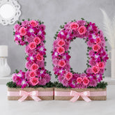 26 Pink Roses, Purple Daisy & Orchid Jute Bouquet