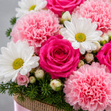 White Daisy, Pink Rose & Carnation Mixed Bouquet - Personalised Birthday Gift