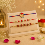 3-in-1 Pearl, Rudraksha & Ganesha Rakhi with Ferrero Rocher & Cashews | Luxury Rakhi Hamper