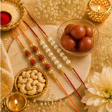 Pearl & Rudraksha Rakhi Family Pack with Gulabjamun & Cashews | Rakhi Hamper