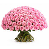 100 Pink Roses Grand Hand-Tied Bouquet - Luxury Milestone Anniversary Gift