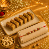 Rudraksha Rakhi with Milk Cake & Cashews | Rich Raksha Bandhan Gift Hamper