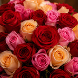 100 Mixed Roses in Red Premium Paper Bouquet - Luxury Anniversary & Birthday Gift