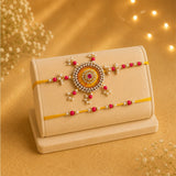 Designer Beads Bhaiya Bhabhi Rakhi in Yellow & Pink | Vibrant Raksha Bandhan Gift