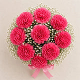8 Red Carnations Glass Vase Arrangement